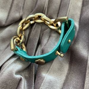 Leather and chain bracelet
